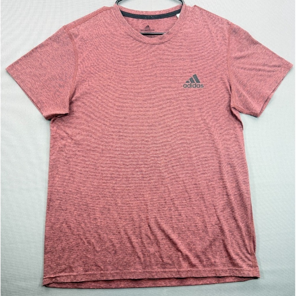 Adidas Ultimate 2.0 Mens M Heather Maroon Striped Performance T-Shirt DT4651